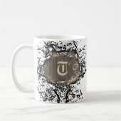 Vintage Retro-Muster Monogramm T Kaffeetasse (Links)