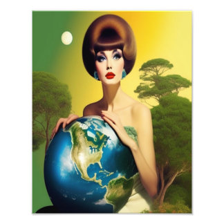 Vintage Retro Mutter Erde Poster. Fotodruck