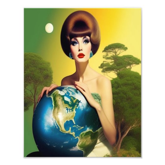 Vintage Retro Mutter Erde Poster. Fotodruck (Vorne)