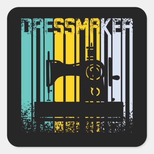 Vintage Retro-Nähmaschine Quadratischer Aufkleber (Vorderseite)