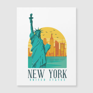 Vintage Retro New Yorker Skyline Magnetkarte