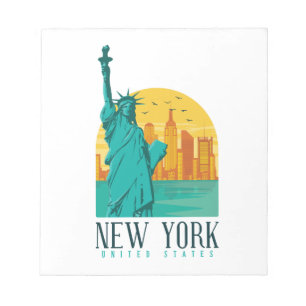 Vintage Retro New Yorker Skyline Notizblock
