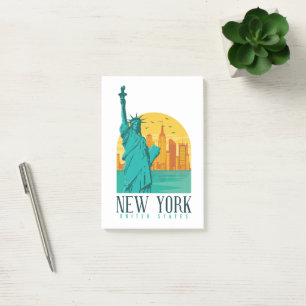 Vintage Retro New Yorker Skyline Post-it Klebezettel