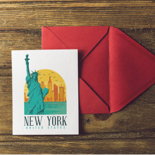 Vintage Retro New Yorker Skyline Postkarte