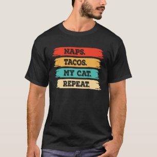 vintage retro Nickerchen Tacos meine Katze wiederh T-Shirt