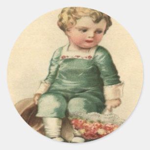 Vintage Retro Niedliche Viktorianische Babywaschka Runder Aufkleber