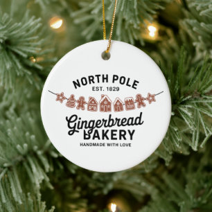 Vintage Retro Nordpol Lebkuchen Bäckerei Weihnacht Keramik Ornament