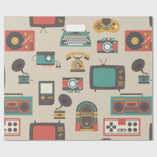 vintage Retro Nostalgie Musikbox Plattenspieler Geschenkpapier