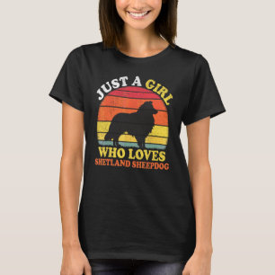 Vintage Retro Nur Ein Mädchen Das Shetland Schafe  T-Shirt