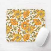 Vintage Retro-Orangen-Blumenmuster Mousepad (Mit Mouse)