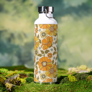Vintage Retro-Orangen-Blumenmuster Trinkflasche