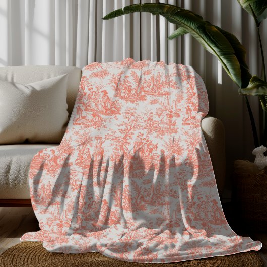 Vintage Retro-Orangentoile de jouy Fleecedecke