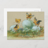 Vintage Retro Osterstäbchen mit Eiern Postkarte (Vorne/Hinten)