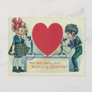 Vintage Retro Paar am Telefon Valentinskarte Feiertagspostkarte