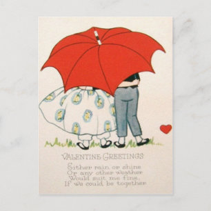Vintage Retro Paar unter Regenschirm Valentinskart Feiertagspostkarte