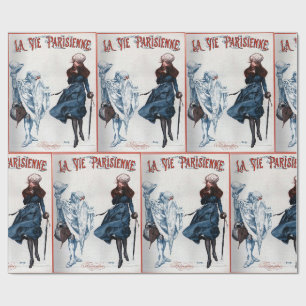 Vintage Retro Paris Frankreich Weihnachtskunst Geschenkpapier
