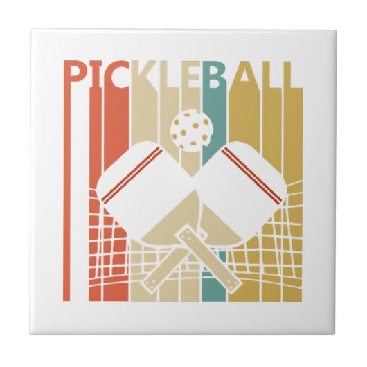 Vintage Retro Pickleball Fliese (Vorderseite)