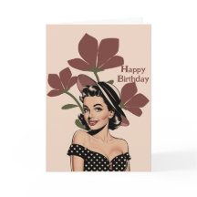 Vintage Retro Pin-up-Girl & Blumen, Foto-Geburtsta