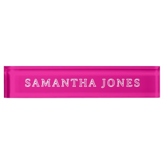 Vintage Retro Pink Desk Nameplate Namensplakette (Vorderseite)