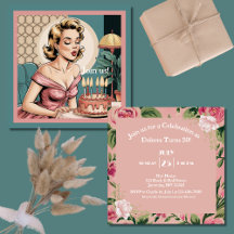 Vintage Retro Pinup Mädchen Elegante Blumen Geburt