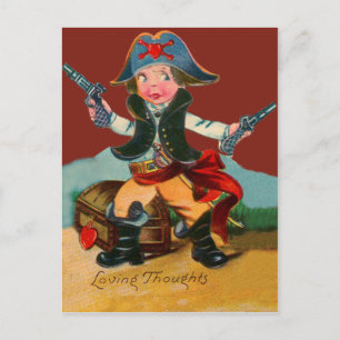 Vintage Retro Piraten Valentinstagskarte Feiertagspostkarte