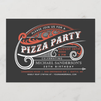 Vintage Retro-Pizza-Party-Einladungen Einladung