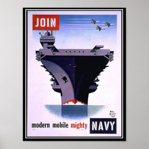 Vintage Retro Plakat Tritt der Marine bei
