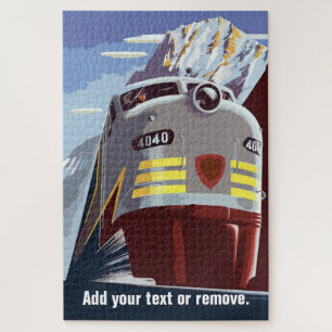 Vintage Retro-Plakat, Zug in Berglandschaft: Puzzle