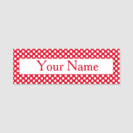 Vintage Retro Polka Dots rot und weiß Namensschild