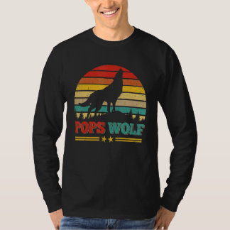 Vintage Retro Pops Wolf Wolf Familie Vatertag T-Shirt