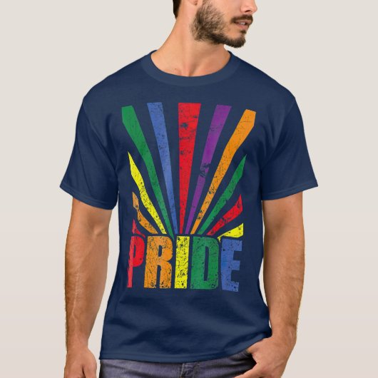 Vintage Retro-Pride LGB-Regenbogen-Sonnenschutzfla T-Shirt (Vorderseite)