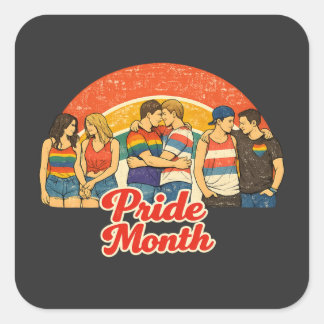 Vintage Retro Pride Monat LGBTQ Feier Quadratischer Aufkleber