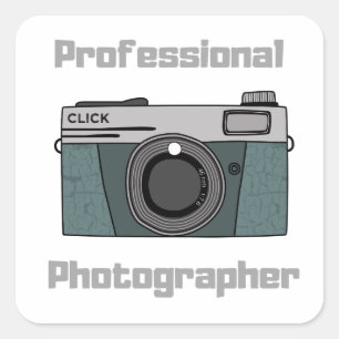 Vintage Retro Profi-Fotografen-Kamera Quadratischer Aufkleber