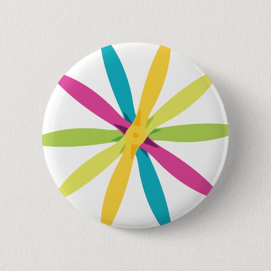Vintage Retro Propeller-Blumen-Flugzeug-Stütze Button (Vorderseite)