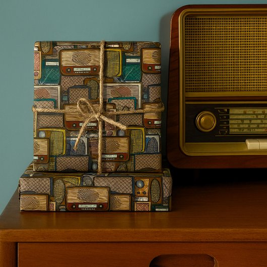 Vintage Retro Radio Mittelalterliche Antiquität Geschenkpapier