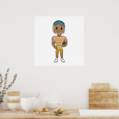vintage retro Rainbow Football Player Poster (Küche)