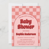 Vintage Retro Red Pattern Baby Shower Einladung (Vorderseite)