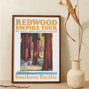 Vintage Retro Redwood Nationalpark Empire Tour Poster