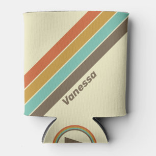 Vintage Retro Regenbogen gestreift mit Namen Dosenkühler