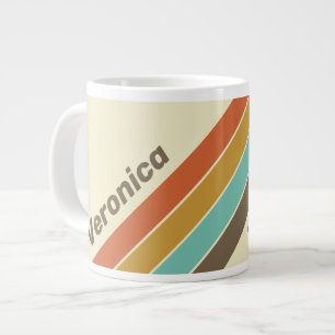 Vintage Retro Regenbogen gestreift mit Namen Jumbo-Tasse