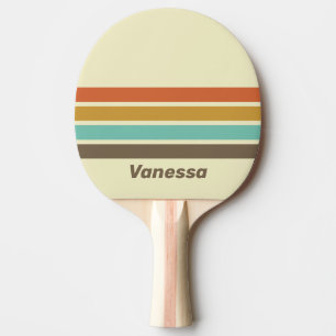 Vintage Retro Regenbogen über Streifen mit Namen Tischtennis Schläger