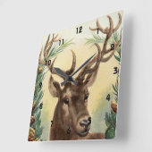 Vintage Retro Reindeer Deer Christmas Quadratische Wanduhr (Winkel)