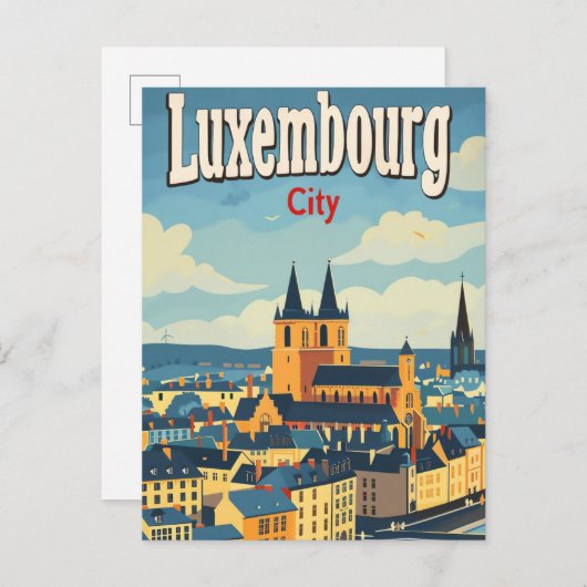 Vintage Retro-Reise in Luxemburg Postkarte (Vorne/Hinten)
