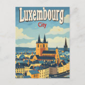 Vintage Retro-Reise in Luxemburg Postkarte (Vorderseite)