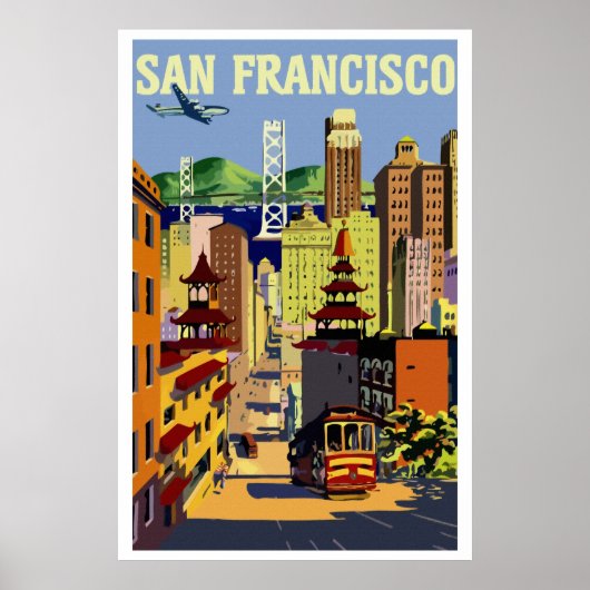 Vintage Retro-Reise nach San Francisco Poster (Vorne)
