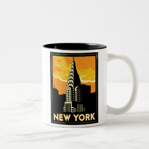 Vintage retro Reise New York Vereinigte Staaten Zweifarbige Tasse
