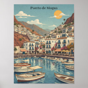 Vintage Retro Reise Puerto de Mogán Gran Canaria Poster