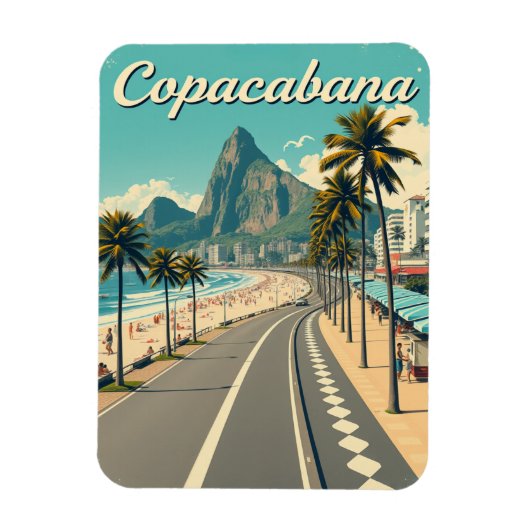 Vintage Retro-Reise - Strand von Copacabana Magnet (Vertikal)