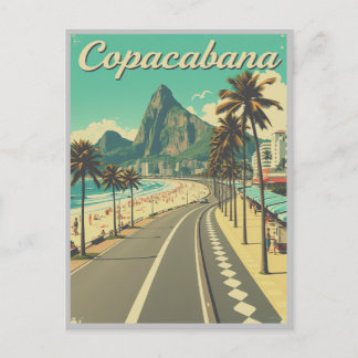 Vintage Retro-Reise - Strand von Copacabana Postkarte