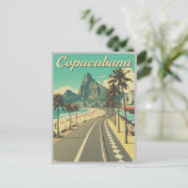 Vintage Retro-Reise - Strand von Copacabana Postkarte (Stehend Vorderseite)